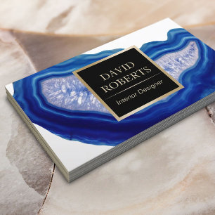 Inredingsdesign Blue Agate Stone Modern Visitkort