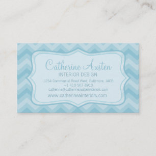 Inredingsdesign chevron zigzag blue affärskort visitkort