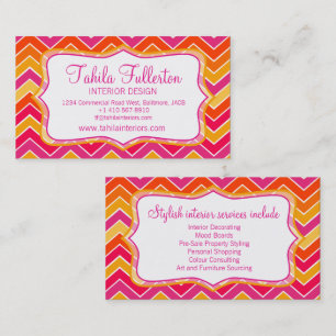 Inredingsdesign chevron zigzag fet affärskort visitkort