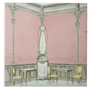 Inredingsdesign för en brasserie, illustration kakelplatta