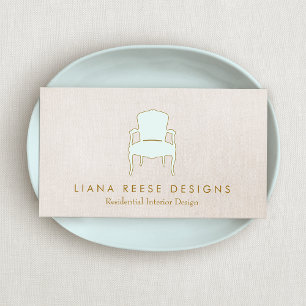 Inredingsdesign Fransk Ordförande Logotyp FAUX Lin Visitkort