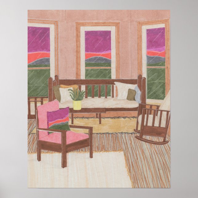 Inredingsdesign inom Lila och Rosa Poster (Framsidan)