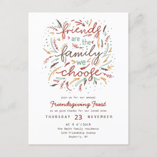 Inredning av Thanksgivingen för vänskapsge typogra Inbjudan Vykort