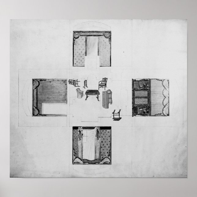 Inredning för ett litet teckning-rum poster (Framsidan)