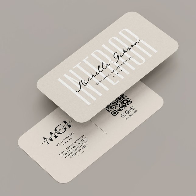 Inredningsarkitekt Elegant Sand Beige Visitkort (Interior Designer Architecture Elegant Sand Beige Business Card
)