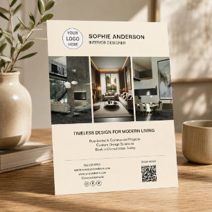 Inredningsdesign Logotyp Foto Kräm Professionell Reklamblad