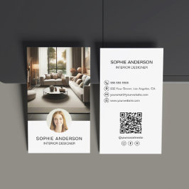 Inredningsdesigner Anpassad Foto QR Sociala Medier Visitkort