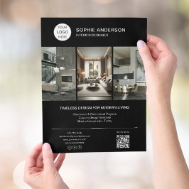 Inredningsdesigner Logotyp Foto Svart Professionel Reklamblad