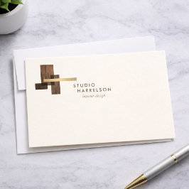 Inredningsdesigner Trä Guld Logotyp Elfenbensfärga Anteckningskort