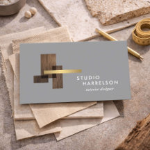 Inredningsdesigner Trä Guld Logotyp Grå