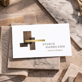 Inredningsdesigner Trä Guld Logotyp Visitkort