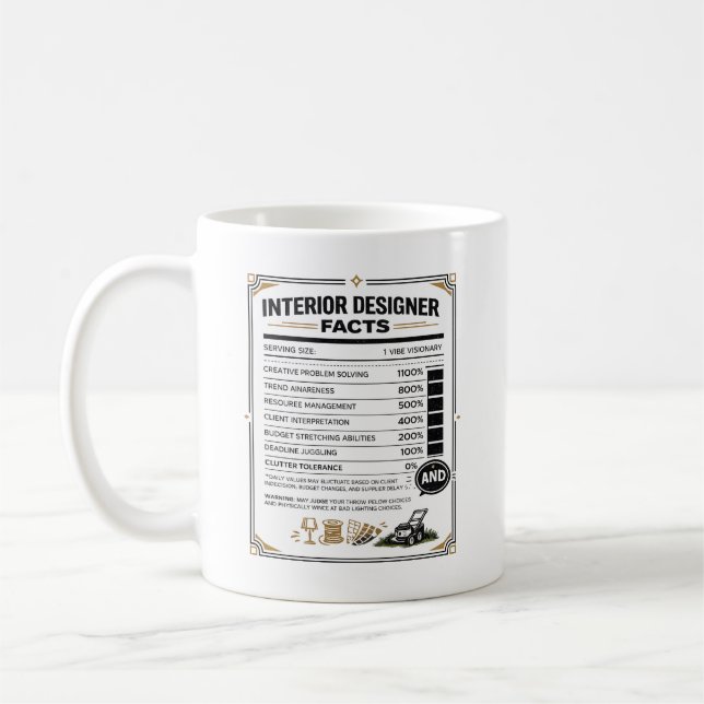 Inredningsdesignerpresent för designstudent kaffemugg (Vänster)