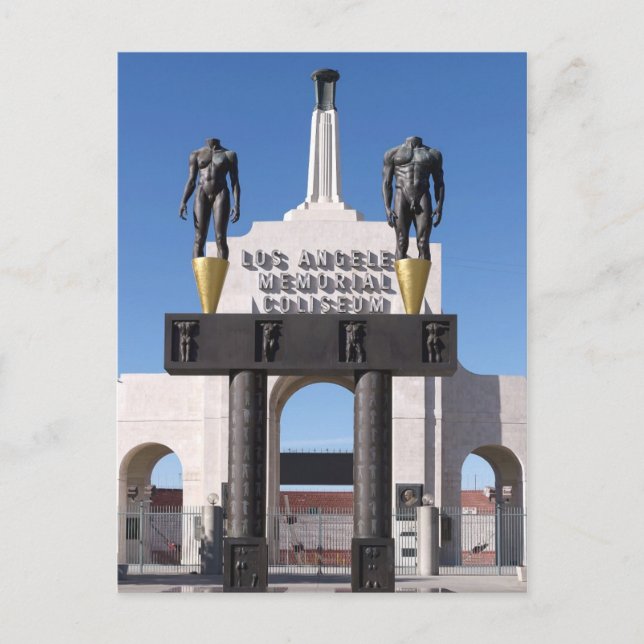 Inresa till Los Angeles Memorial Coliseum, CA Vykort (Framsida)
