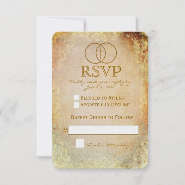 Inringad Kors Religiös Bröllops-RSVP-Kort 2 OSA Kort (Framsida)