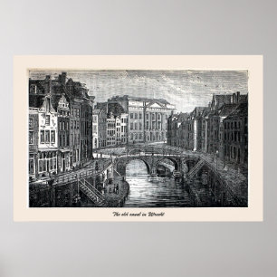 Inrista den gammala kanalen (Oudegracht), Utrecht Poster