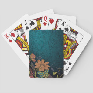 Inristade vildblommar som leker kort casinokort