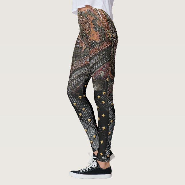 Inristat imperialistiskt Samurailäder Leggings (Vänster)