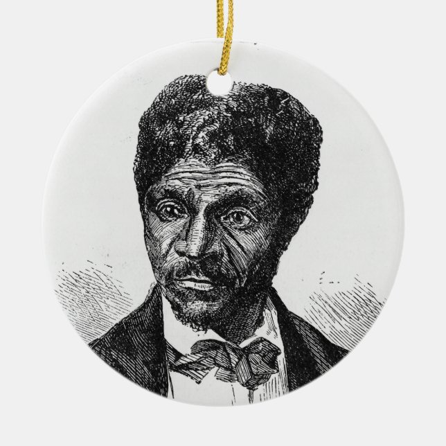 Inristat porträtt av afrikansk amerikan Dred Scott Julgransprydnad Keramik (Framsidan)