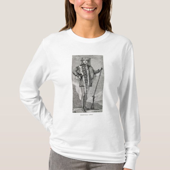 Inristat porträtt av Meriwether Lewis T-shirt (Framsida)