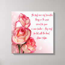 Inrullad Canvas Konst Rosa Rosor Helen Keller Cita