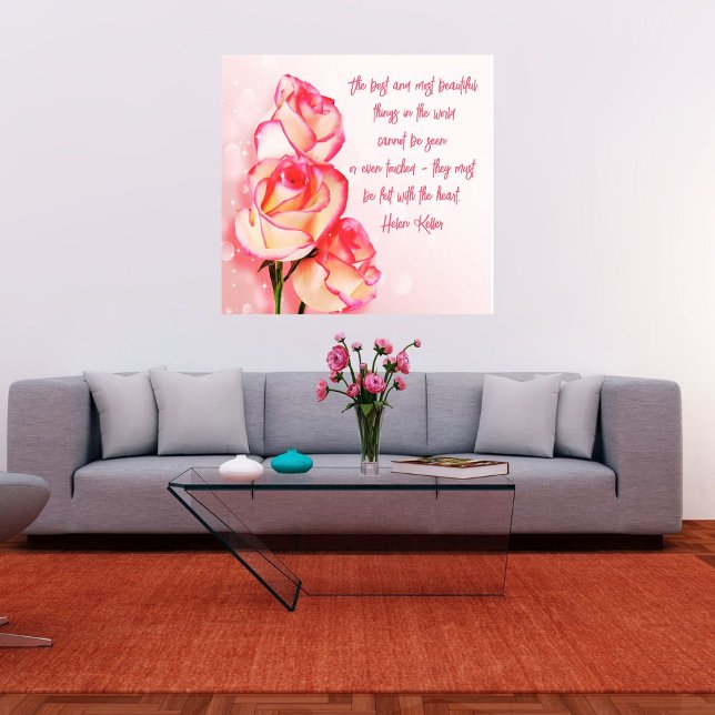 Inrullad Canvas Konst Rosa Rosor Helen Keller Cita (Skapare uppladdad)
