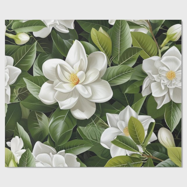 Inrullningspapper med Gardenia blommor Presentpapper (Platt)
