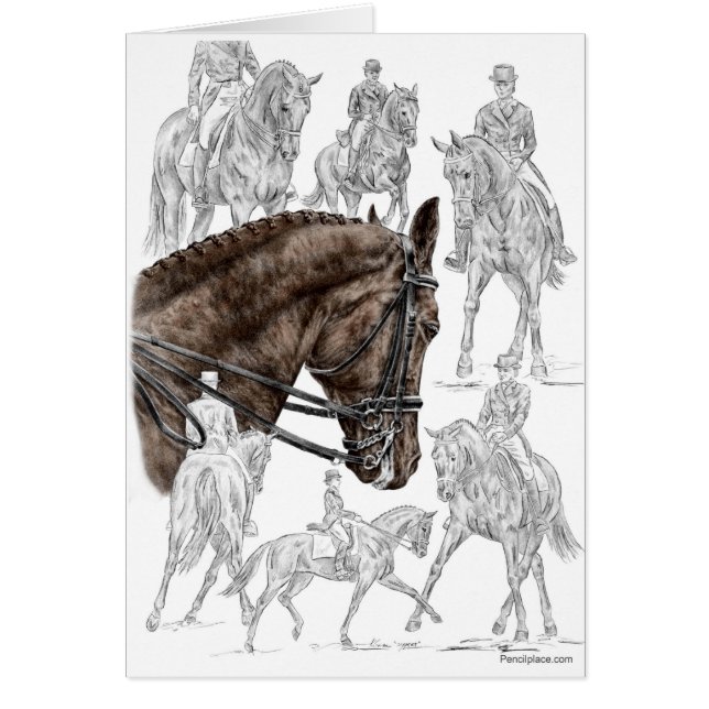 Insamlade Dressage Horses FEI Hälsningskort (Framsidan)