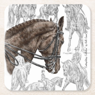 Insamlade Dressage Horses FEI Underlägg Papper Kvadrat