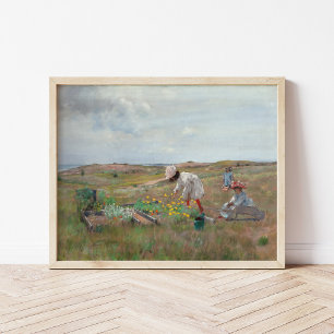 Insamlande blommor William Merritt Chase Poster