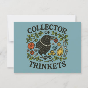 Insamlare för Trinkets Kråka Illustration Vykort