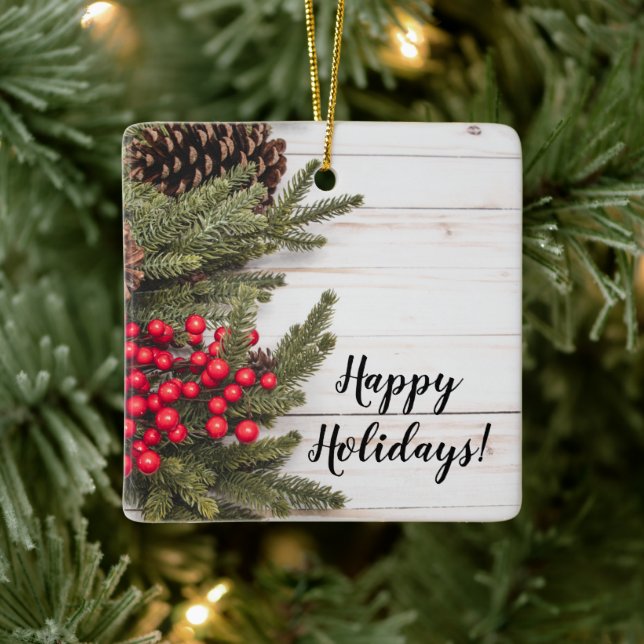 Insamling av andedräkt och holly-Helgdag Julgransprydnad Keramik (Träd)