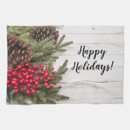 Insamling av andedräkt och holly-Helgdag Kökshandduk