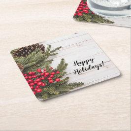 Insamling av andedräkt och holly-Helgdag Underlägg Papper Kvadrat