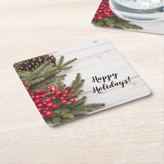 Insamling av andedräkt och holly-Helgdag Underlägg Papper Kvadrat (Vinklad)