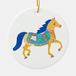 Insamling av blåhäst julgransprydnad keramik