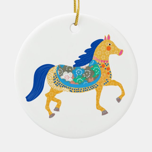 Insamling av blåhäst julgransprydnad keramik (Framsidan)