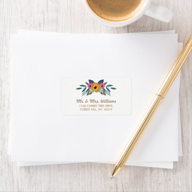 Insamling av Blommigt Wandewhite Bröllop Adressetikett (Insitu)