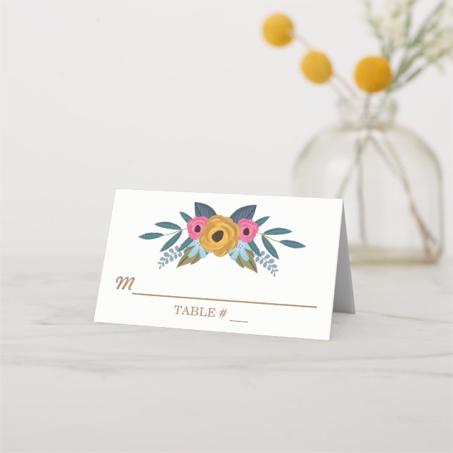 Insamling av Blommigt Wandewhite Bröllop Placeringskort (Framsida)