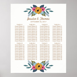 Insamling av Blommigt Wandewhite Bröllop Poster