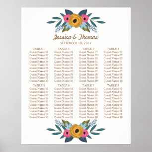 Insamling av Blommigt Wandewhite Bröllop Poster