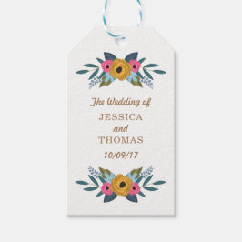 Insamling av Blommigt Wandewhite Bröllop Presentetikett