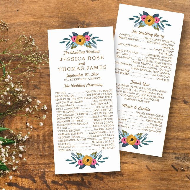 Insamling av Blommigt Wandewhite Bröllop Program (Skapare uppladdad)