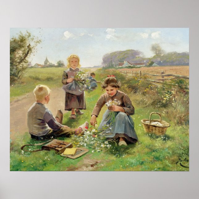 Insamling av blommor (olja på canvas) poster (Framsidan)