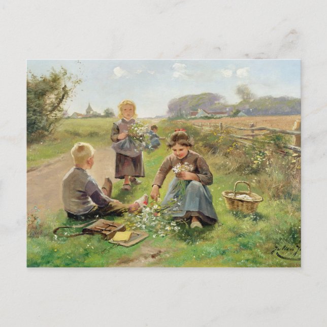 Insamling av blommor (olja på canvas) vykort (Framsida)