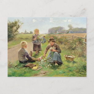 Insamling av blommor (olja på canvas) vykort