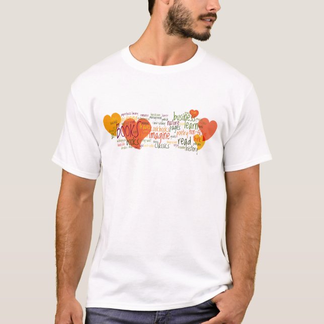 Insamling av bok (hjärta) t-shirt (Framsida)