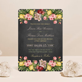 Insamling av Chalkboard Bröllop i Blommigten Vinta Inbjudningar