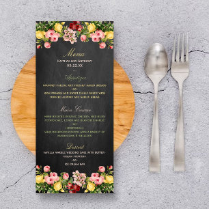 Insamling av Chalkboard Bröllop i Blommigten Vinta Meny