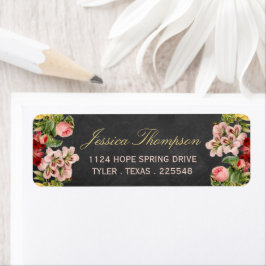 Insamling av Chalkboard Bröllop i Blommigten Vinta Returadress Etikett