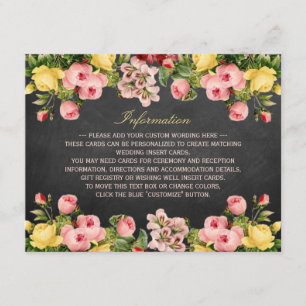 Insamling av Chalkboard Bröllop i Blommigten Vinta Tilläggskort